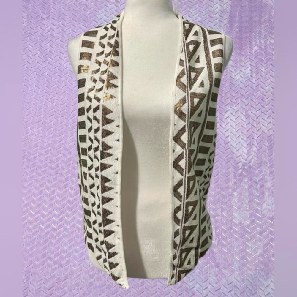Tart White and Gold Sequin Vest-Style Top